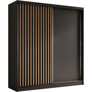 Beautysofa SKŘÍŇ s posuvnými dveřmi Helios 200/216/61 černá + dub Artisan se zásuvkami obraz