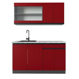 Vicco JEDNOTKOVÁ KUCHYNĚ R-Line Červená 140 cm , PD Mramor obraz