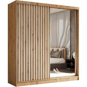 Beautysofa SKŘÍŇ s posuvnými dveřmi Helix 200/216/61 dub Artisan + bílá se zásuvkami obraz