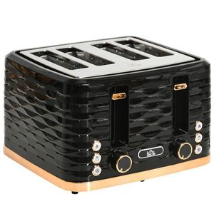 HOMCOM TOASTER s odkapávací miskou, ocel, černý obraz