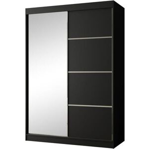 Beautysofa POSUVNÁ šatní skříň Paco 150/215/61, 2dveřová, černá, se zrcadlem obraz