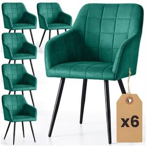 RAUMHIRSCH FURNITURE ČALOUNĚNÁ ŽIDLE, sada 6 ks, kovové nohy, zelená, černá, x 54/82/58 obraz