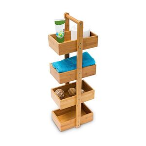 Relaxdays REGÁL Přírodní bambus 4 přihrádky 75 cm obraz