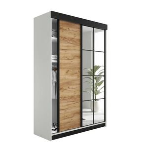 Kier Furniture POSUVNÁ ŠATNÍ SKŘÍŇ LAMARO 167x205x59cm - Bílá & Dub Craft obraz