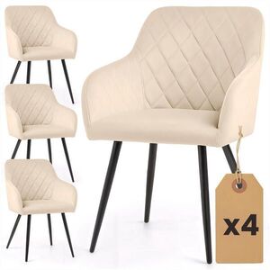 RAUMHIRSCH FURNITURE ČALOUNĚNÁ ŽIDLE, sada 4 ks, kovové nohy, béžová, černá 54, 5/82/58 obraz