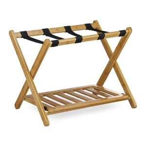 Relaxdays STOJAN na kufry přírodní bambus skládací s odkládací policí 68x47 cm obraz