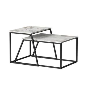 Vicco STOLEČEK KÁVOVÝ STOLÍK Myra Černá/mramorová-bílá 60 x 50 cm 2 díly obraz