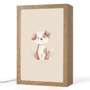 OnlyWow NOČNÍ LAMPIČKA Pes - skvrnitý - hnědý 20x30 cm obraz