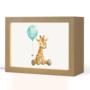 OnlyWow NOČNÍ LAMPIČKA Žirafa - Dítě - Zvířata - Modrý balón 20x15 cm obraz