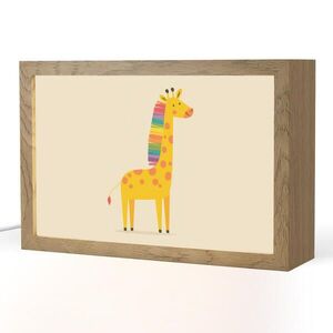 OnlyWow NOČNÍ LAMPIČKA Žirafa - Duhová hříva - béžová 30x20 cm obraz