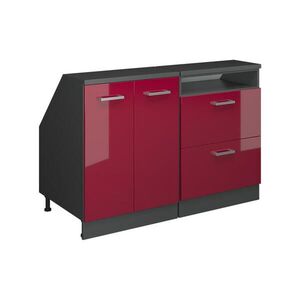 Vicco KUCHYŇSKÁ SKŘÍŇKA POD ŠIKMOU STŘECHU R-Line Červená vysoký lesk 120 cm Sada 2 korpusů skříně hloubka 60 cm obraz