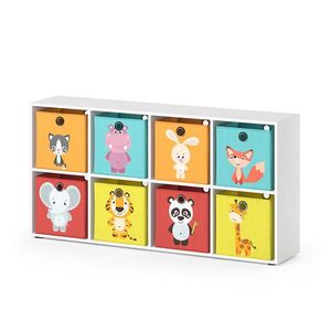 Vicco DĚTSKÁ POLIČKA Scutum Bílá 143 x 72 cm s 8 skládacími boxy obraz