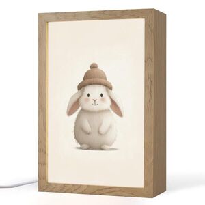 OnlyWow NOČNÍ LAMPIČKA Králík - Klobouk - Uši - béžový 20x30 cm obraz