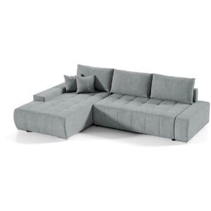 Beautysofa ROHOVÁ rozkládací pohovka Draco L světle šedá, levá, velurová látka obraz