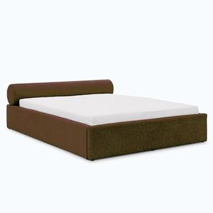 S-Style ČALOUNĚNÁ POSTEL 180/200 cm Josy v designovém vzhledu s úložným prostorem a lamelovým roštem, v hnědé chenille látce obraz