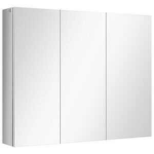 Kleankin ZRCADLOVÁ SKŘÍŇKA s 5 policemi, 3 skleněnými dvířky, nerezová ocel, 70 x 12 x 55 cm, stříbrná obraz