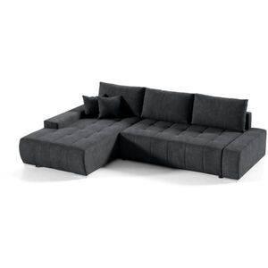Beautysofa ROHOVÁ rozkládací pohovka Draco L antracit, levá, velurová látka obraz