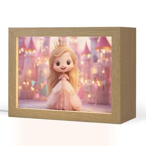 OnlyWow NOČNÍ LAMPIČKA Princezna - Růžová - Zámek 20x15 cm obraz