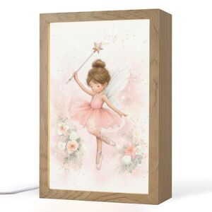 OnlyWow NOČNÍ LAMPIČKA Baletka - Víla - Květiny - Růžová 20x30 cm obraz