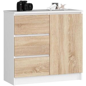 RAUMHIRSCH FURNITURE KOMODA bílá, dub Sonoma 77/80/35 obraz