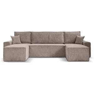 Beautysofa SEDACÍ SOUPRAVA Hektor U s funkcí spaní, 318 cm, cappuccino obraz
