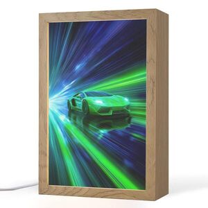 OnlyWow NOČNÍ LAMPIČKA Rychlost - Lehké - Sportovní vůz - Zelená 20x30 cm obraz