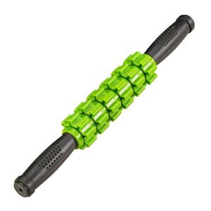 Relaxdays MASÁŽNÍ VÁLEČEK černý zelený s rukojeťmi 40 cm obraz