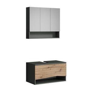 Vicco KOUPELNOVÝ NÁBYTEK Willow, Řemeslný dub/Antracit, 2dílná obraz
