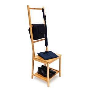 Relaxdays VĚŠÁK Přírodní bambus se 2 policemi 133 cm obraz
