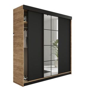 Kier Furniture POSUVNÁ ŠATNÍ SKŘÍŇ LAMARO - 250x205x59cm - Dub Craft & Černá obraz