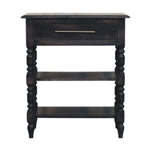 Artisan Furniture NOČNÍ STOLEK s povrchem v zlatém teakovém provedení, mramorová deska nahoře, 1 zásuvka, hnědý obraz