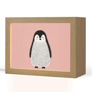 OnlyWow NOČNÍ LAMPIČKA Tučňák - Tečky - Minimalistický - Růžový 20x15 cm obraz