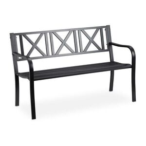 Relaxdays LAVICE zahradní černá ocel 2místná 127 cm obraz