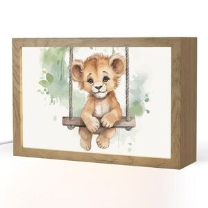 OnlyWow NOČNÍ LAMPIČKA Lev - Zvíře - Děti - Džungle 30x20 cm obraz