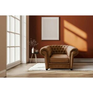 MID.YOU KŘESLO CHESTERFIELD, textil, kompozitní dřevo, koňaková obraz