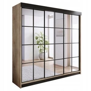 Kier Furniture POSUVNÁ ŠATNÍ SKŘÍŇ ARI 3 se zrcadlem 250 - Dub Sonoma obraz