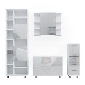 Vicco KOUPELNOVÝ NÁBYTEK Ilias, Bílá vysoký lesk, 4dílná obraz