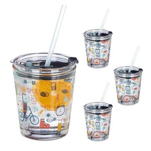 Relaxdays SKLENICE Transparentní Barevné 4dílná-sada 350 ml obraz