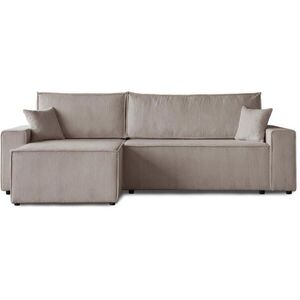 Beautysofa ROHOVÁ ROZKLÁDACÍ POHOVKA Hektor, s funkcí spaní, 277 cm, otoman 100 cm, cappuccino obraz