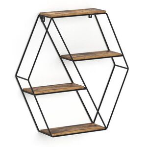 Vicco STĚNOVÁ POLICE Fyrk Starožitné dřevo 51 x 52 cm Rohový tvar obraz