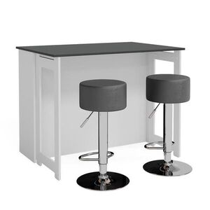 Vicco STOJACÍ BAROVÝ STŮL SE ŽIDLEMI Dominic Antracitová/bílá 116 x 37 cm se 2 barovými stoličkami obraz