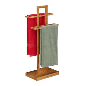 Relaxdays STOJAN NA RUČNÍKY Přírodní bambus volně stojící 2-tyče 88 cm obraz