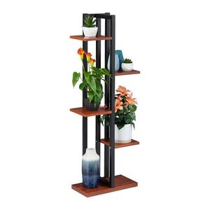 Relaxdays REGÁL Tmavě hnědý Černý 5-polic 117x43x22 cm obraz