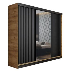 Kier Furniture POSUVNÁ ŠATNÍ SKŘÍŇ MALANI - Dub Craft a Grafitová 200x205x59cm obraz