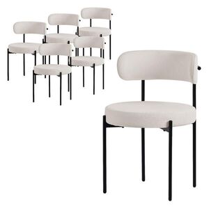 ML-DESIGN JÍDELNÍ ŽIDLE, SADA 6 KS, bílá, teddy látka obraz