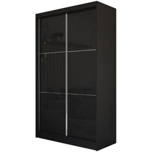Beautysofa SKŘÍŇ s posuvnými dveřmi Viva 120/216/61 černá s Lacobel sklem obraz