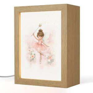 OnlyWow NOČNÍ LAMPIČKA Baletka - Víla - Květiny - Růžová 15x20 cm obraz