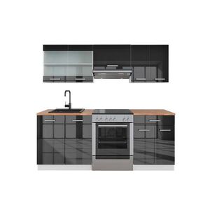 Vicco KUCHYŇSKÝ KOUT R-Line Antracitový vysoký lesk/bílá 200 cm , PD Dub obraz