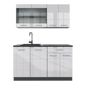 Vicco JEDNOTKOVÁ KUCHYNĚ R-Line Bílá vysoký lesk 140 cm , PD Antracit obraz