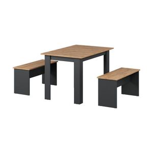 Vicco JÍDELNÍ STŮL SESTAVA Sentio Antracit/zlatý dub 112 x 73.6 cm se 2 lavicemi obraz
